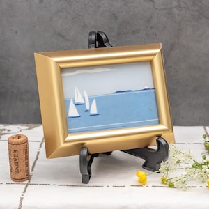 Vintage wandtegel ingelijste muurkunst Noorwegen Porsgrund porselein ondertekend Anne Marie Ødegaard nautisch decor boerderij decor Nordic Wall Art