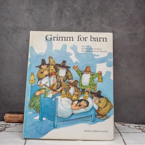 NORWEGIAN Book Children&#39;s Book Fairy Tales Brother Grimm for barn 1979 Illustrated Svend Otto Snow White, Puss in Boots, Musicians of Bremen