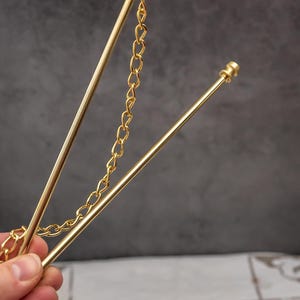 17 cm / 6 inch Vintage Quilt Hanger Double Embroidery Hardware Brass Bell Pull Hanger Tapestry Needle Work Scandinavian Ornate Hook Sweden