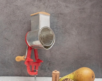 Vintage small grinder, Manual kitchen gadget, Retro cheese grater, Swedish nut crusher