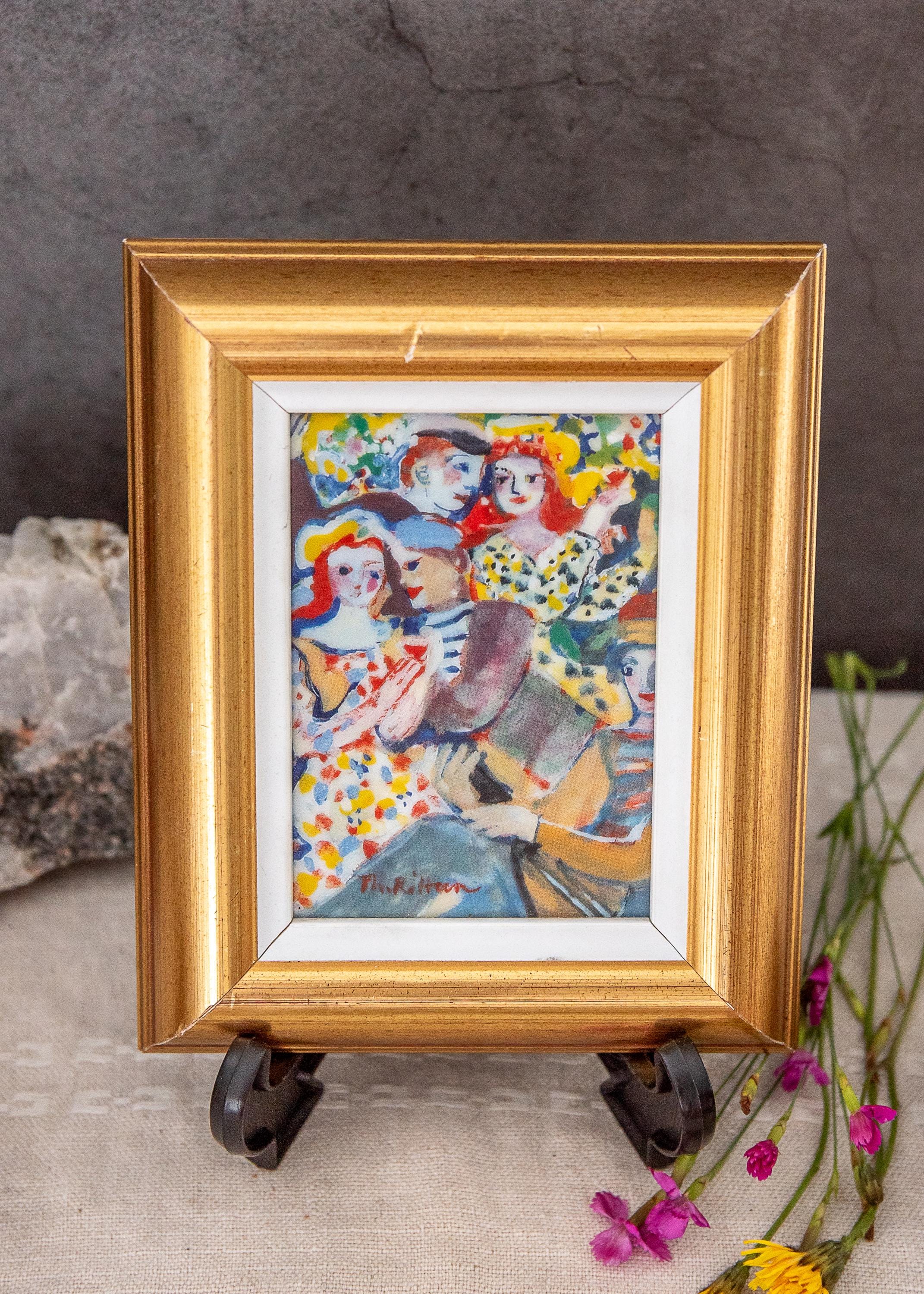 Vintage Wall Art Tile Porsgrund Norway Painter THORSTEIN RITTUN (1929-2018) Ceramic Wall Decor Farmhouse Decor Gift Idea Framed Painting