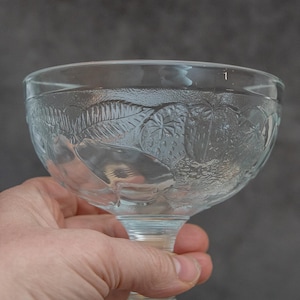 Vintage French Fruit Glass Bowl Pedestal Dessert Serving Dish Retro Mid Century Glassware Made in France Elegant Table decor Ice Cream Cup