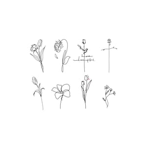 6 Wildflower Temporary Tattoos/ FLoral Temporary Tattoos/ Ethereal Tattoos/Festival Tattoos/Moon Flower Tattoo/Boho Gifts/Fake Tattoos
