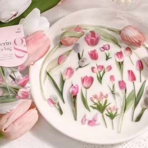 15 Floral Stickers| Tulip Stickers set / Tulip Flower Waterproof Stickers/ laptop sticker, planner, vinyl, matte , cute , die cut