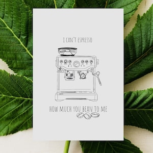 Aniversário | Cartão de aniversário | Cartão de felicitações feito à mão com trocadilho fofo e engraçado para amante de café | Download Digital
