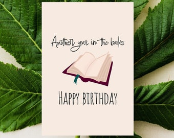 Birthday | Cute and Whimsical Greeting Card for Bookish Bibliophile | Digital Download