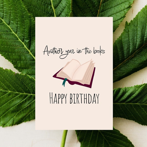 Birthday | Cute and Whimsical Greeting Card for Bookish Bibliophile | Digital Download