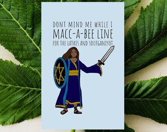 Hanukkah | Jewish Holiday | Holiday Greeting Card | Maccabee Latkes Soufganiyot | Digital Download