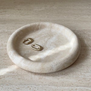 Travertine Round Catchall Marble Tray