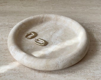 Travertine Round Catchall Marble Tray