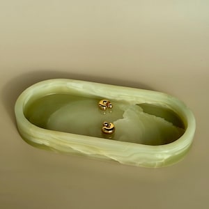 Oval Green Onyx Marble Vintage Inspired Catchall / Tray
