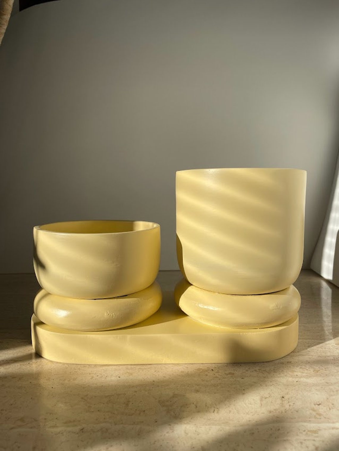 Double Sided Planter Pot Set With Drainage Holes Succulent Etsy