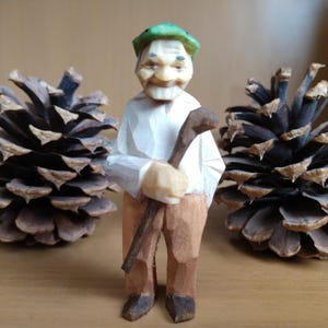 Hand carved wood folk art figurine