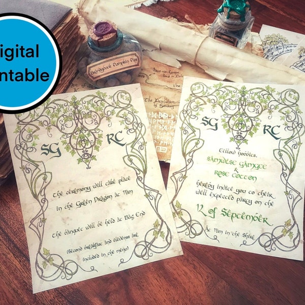 Faire-part de mariage numérique Le Seigneur des anneaux, Hobbit (imprimable)