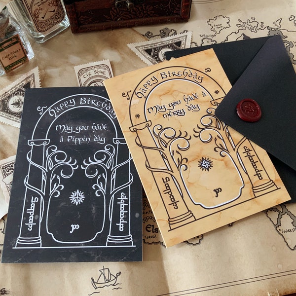 LOTR Moria Door Birthday Card