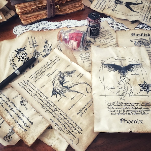 Páginas antiguas del bestiario: pergaminos de criaturas mágicas