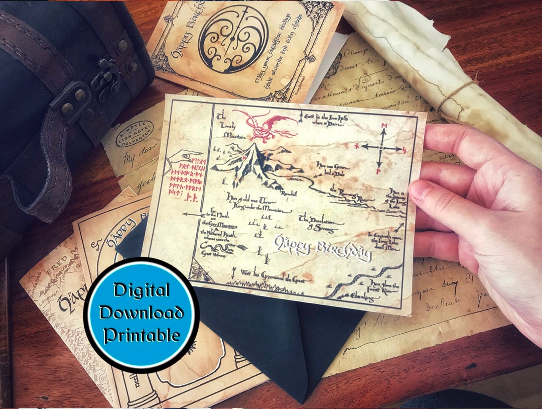 Erebor, the Hobbit Birthday Card printable Etsy
