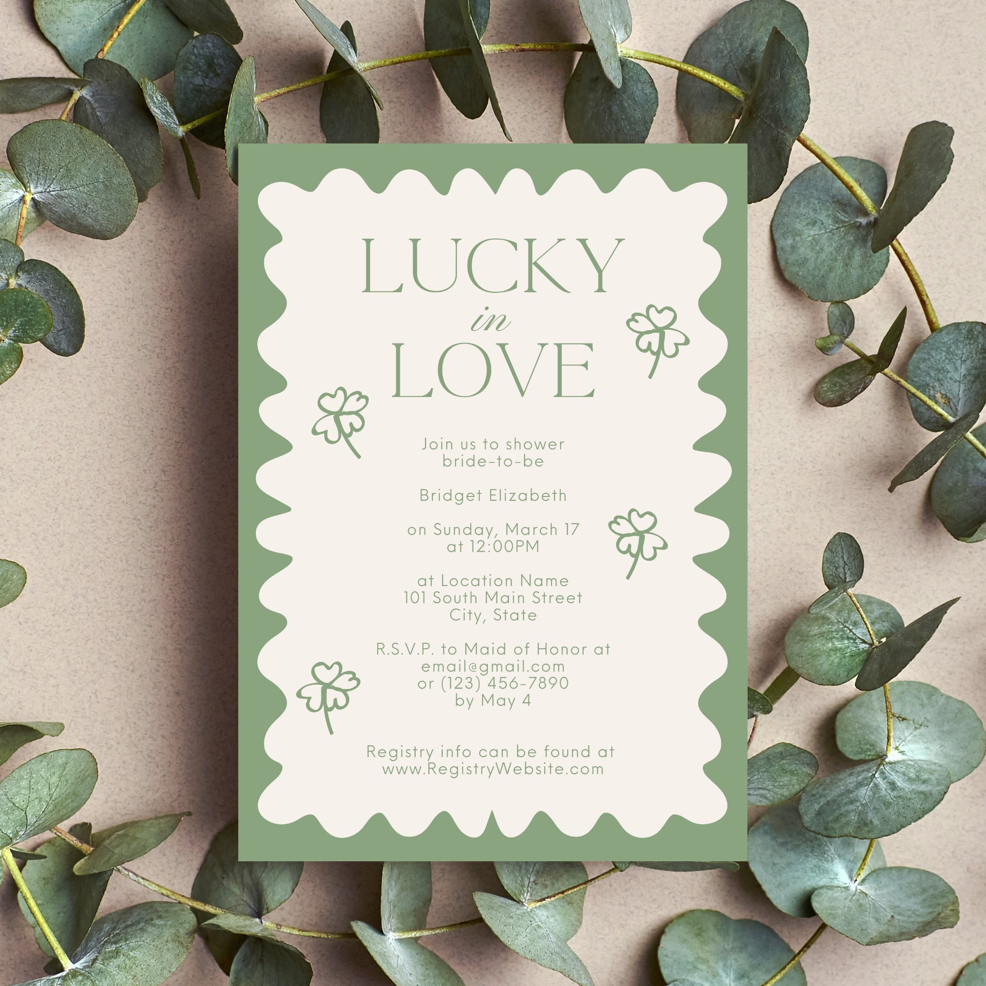 Lucky in Love Bridal Template - Etsy