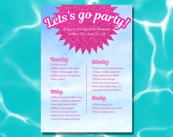 Let's Go Party Junggesellinnenabschied Einladung
