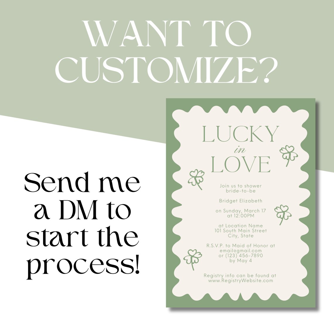 Lucky in Love Bridal Template - Etsy