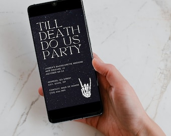 Till death do us party digital bachelorette invitations