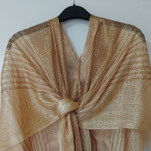 Wedding-Party Shimmer Metallic Shrug,Chic Gold Bridal Glitter Light Large Cape,Bridesmaid Modern Shoulder Wrap, Dupatta ,Shawl,Scarf