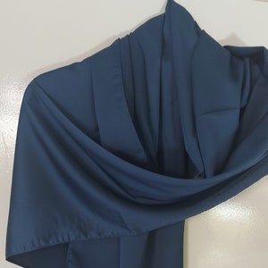 HOCHZEIT-PARTY Chiffon-Seide Shrug-Hijab, Plain Dark Natürliche Blau Braut fühlt sich Satin Großes Cape, Graduierung Brautjungfer Schulter wickeln, Schal, Schal