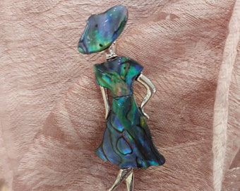 Vintage Abalone Shell Brooch, Figural Pin,Gift for My Mum,Ladies and Girls Elegant Retro Shell Jewelry Gift,Mother's Day Present
