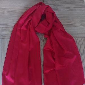 BODA-FIESTA Bolero de gasa sedoso para novia, hijab liso rojo oscuro brillante, chal de satén, capa grande, chal de dama de honor para graduación, bufanda de lujo