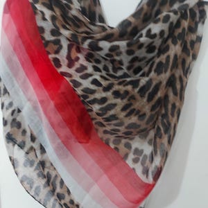 Feminine Leopard Print Scarf,Pink-White Border Lightweight Animal Print Gift Wrap,Mothers Day Chic Present For Leopard Fans,Anniversary Idea