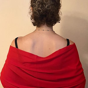 RED CHIFFON WEDDING Party Chic Shrug,Luxury Transparent Bridesmaids Cape,Ceremony Silky Hijab,Large Shawl,Ladies Prom -Graduation Wrap