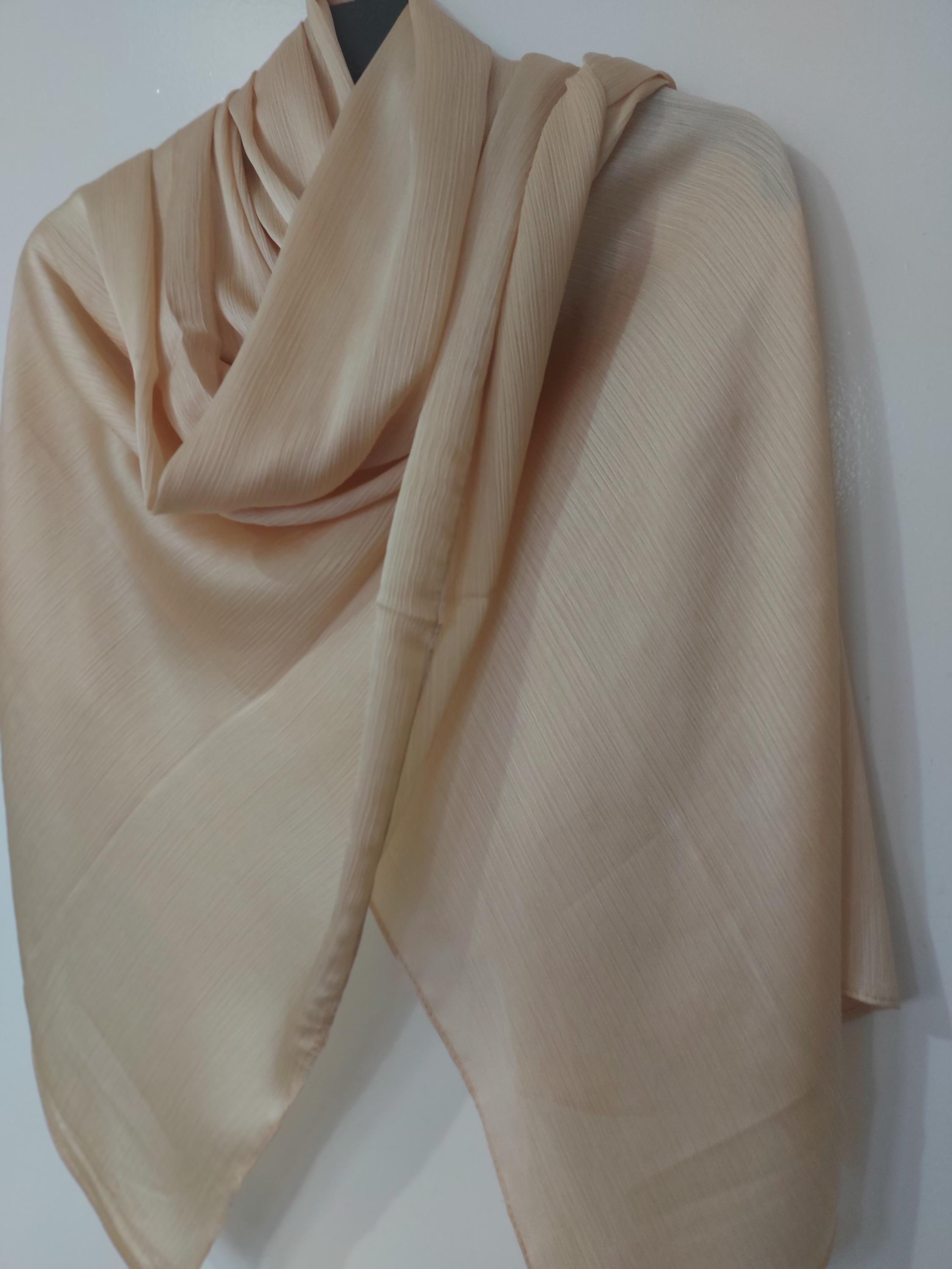 Echarpe En Crêpe De Soie Beige - 150cm X 64cm - Foulard Rectangulaire Occasion