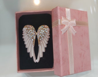 Angel Wings Faux Diamante Pin,Gold Silver Crystal Breastpin,Chic Rhinestone Fancy  Brooch,Sparkly Gift-Pendent,Present Idea for Special Days