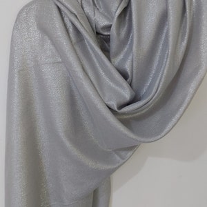 Shimmer SILVER Evening Party Stole, Bridal Glitter Light Grey WEDDING Scarf, Large Shrug, Graduation Cape ,Bridesmaid Wrap,Women Soft Shawl,