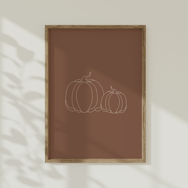 Line Art Pumpkin Print Neutral Fall Decor Brown Pumpkin Wall Art Modern Fall Decor Thanksgiving Decor Minimalist Autumn Entry Way Decor