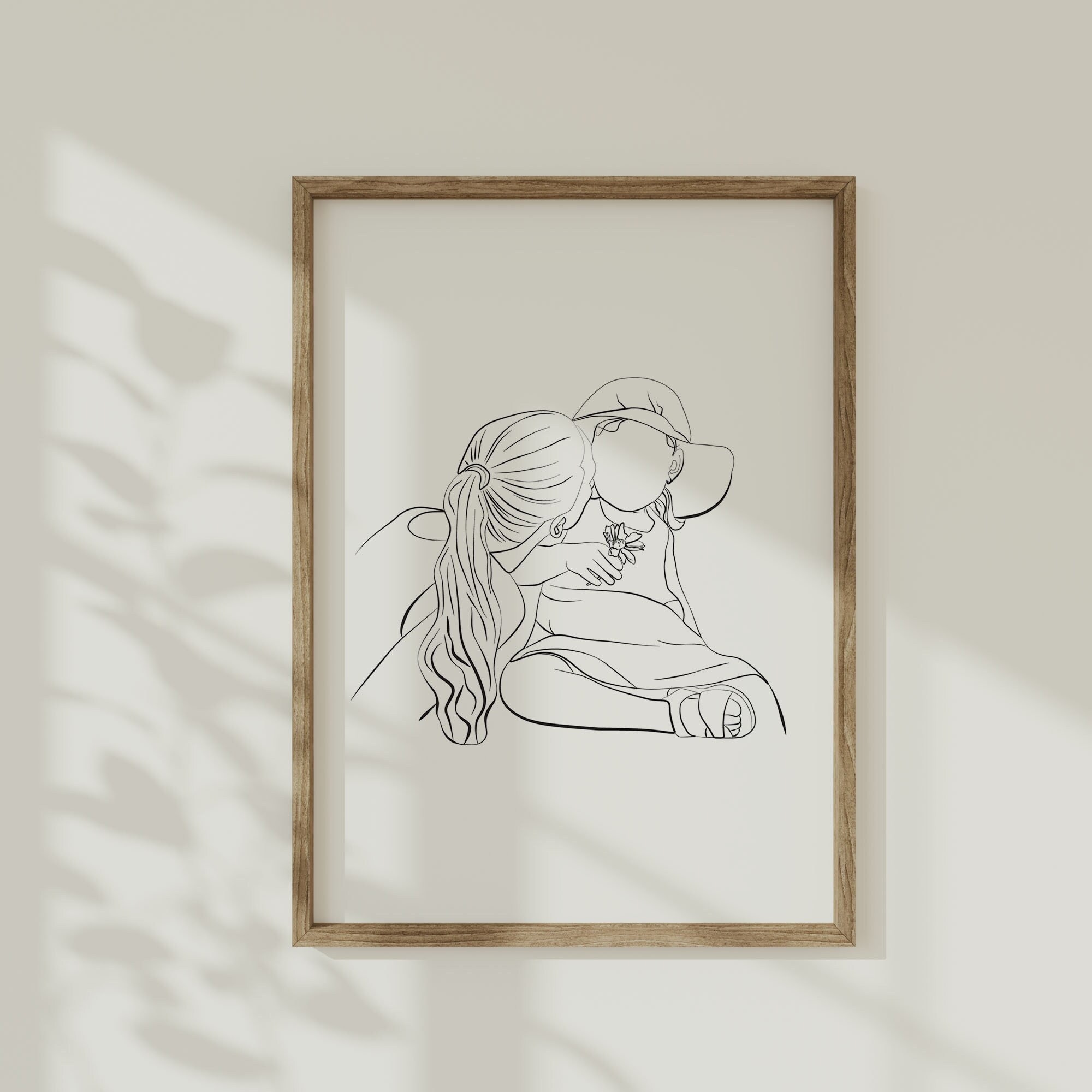 Mother and Daughter Line Art Mother and Child Art Line Art Nursery Wall