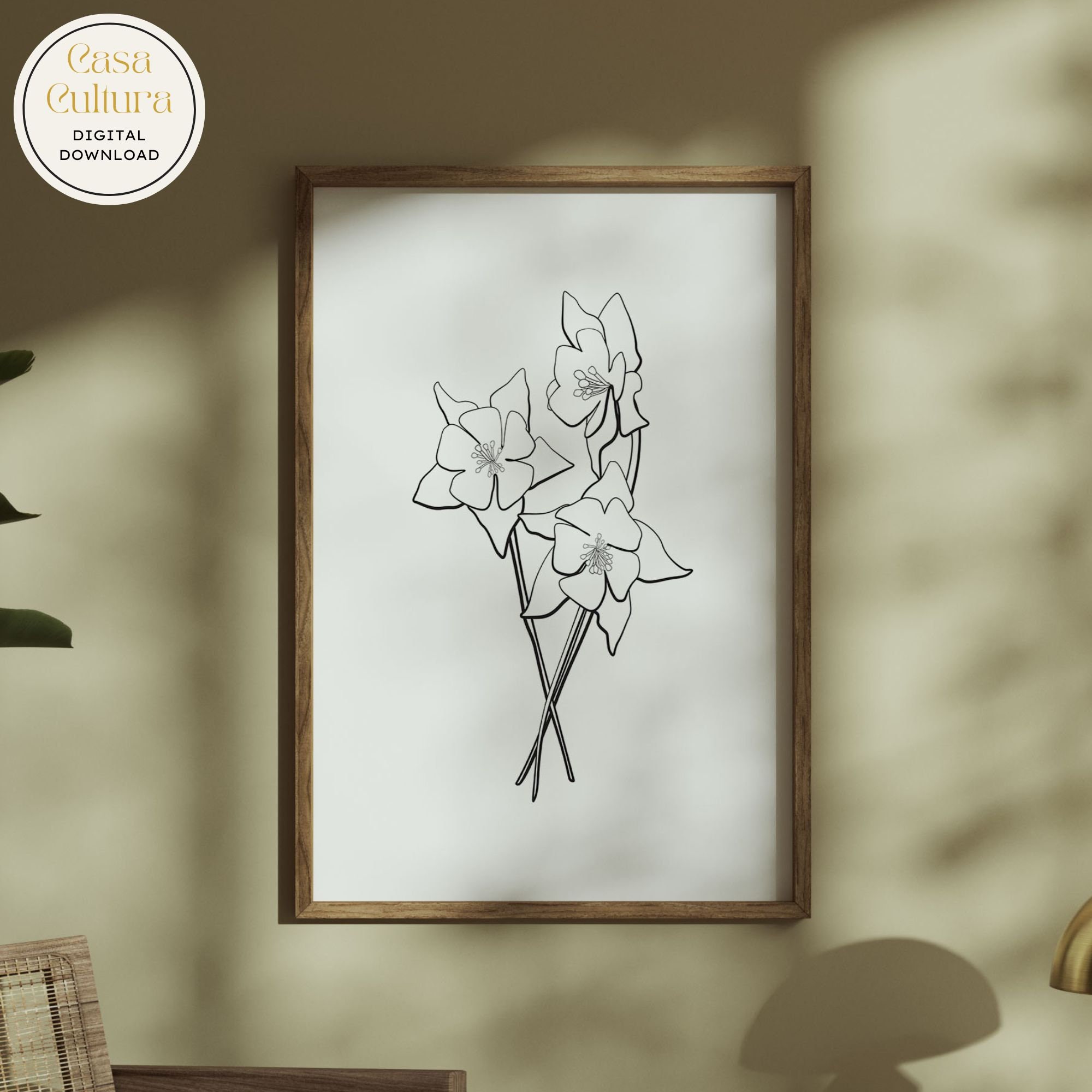 Simple Line Art Floral Above Bed Wall Art Flower Line Drawing Printable ...