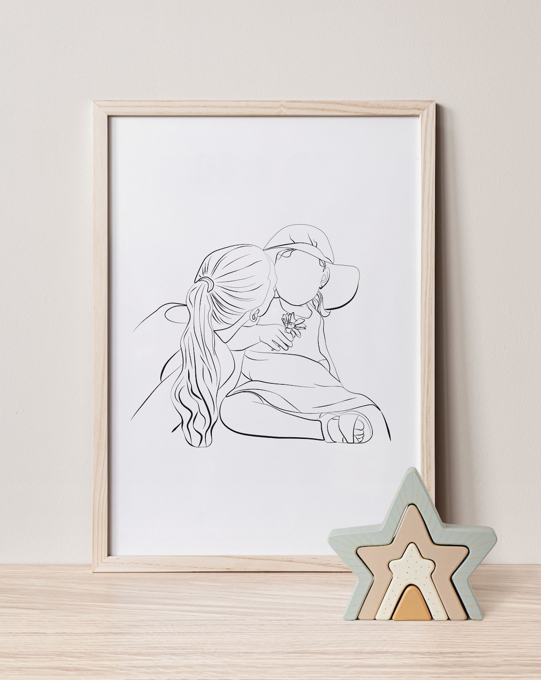Mother Daughter Art Nursery Print Neutral Wall Art Mother's Day Gift ...