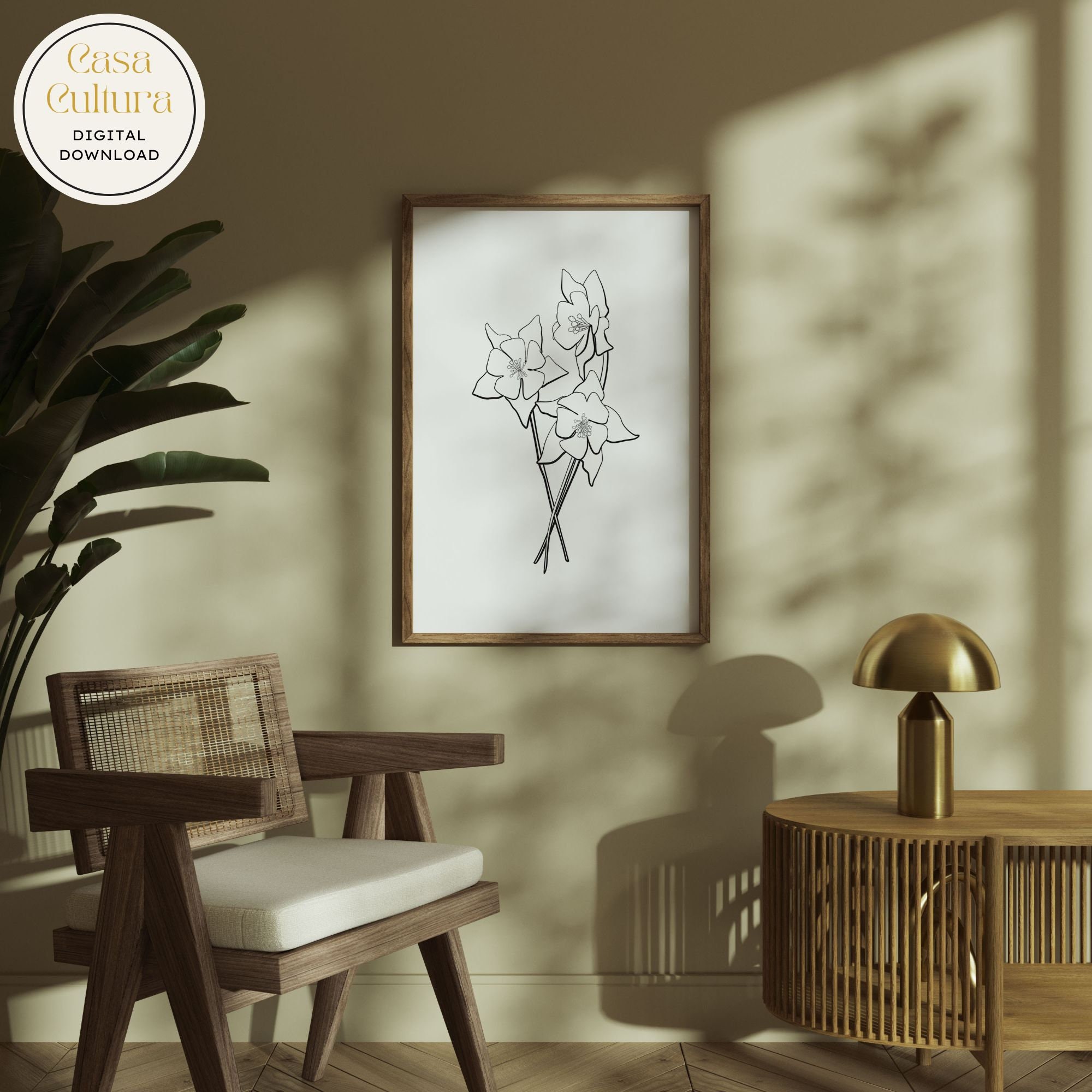 Simple Line Art Floral Above Bed Wall Art Flower Line Drawing Printable ...