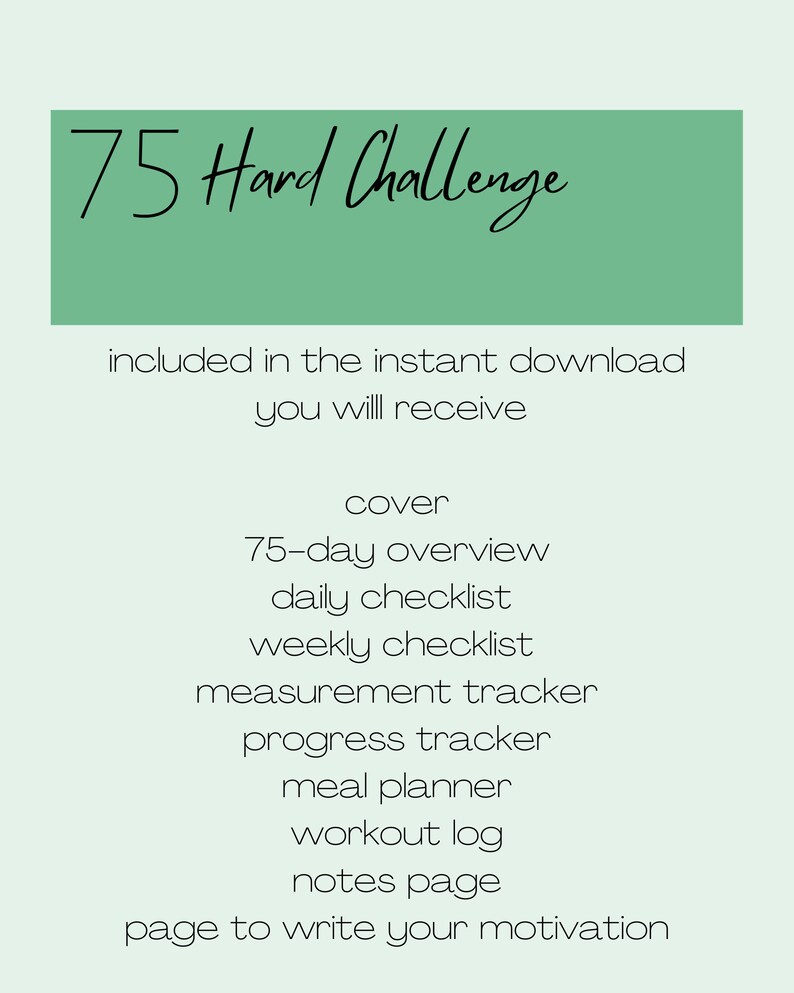 75 Hard Printable Planner 2022 Printable Planner Minimalist Planner