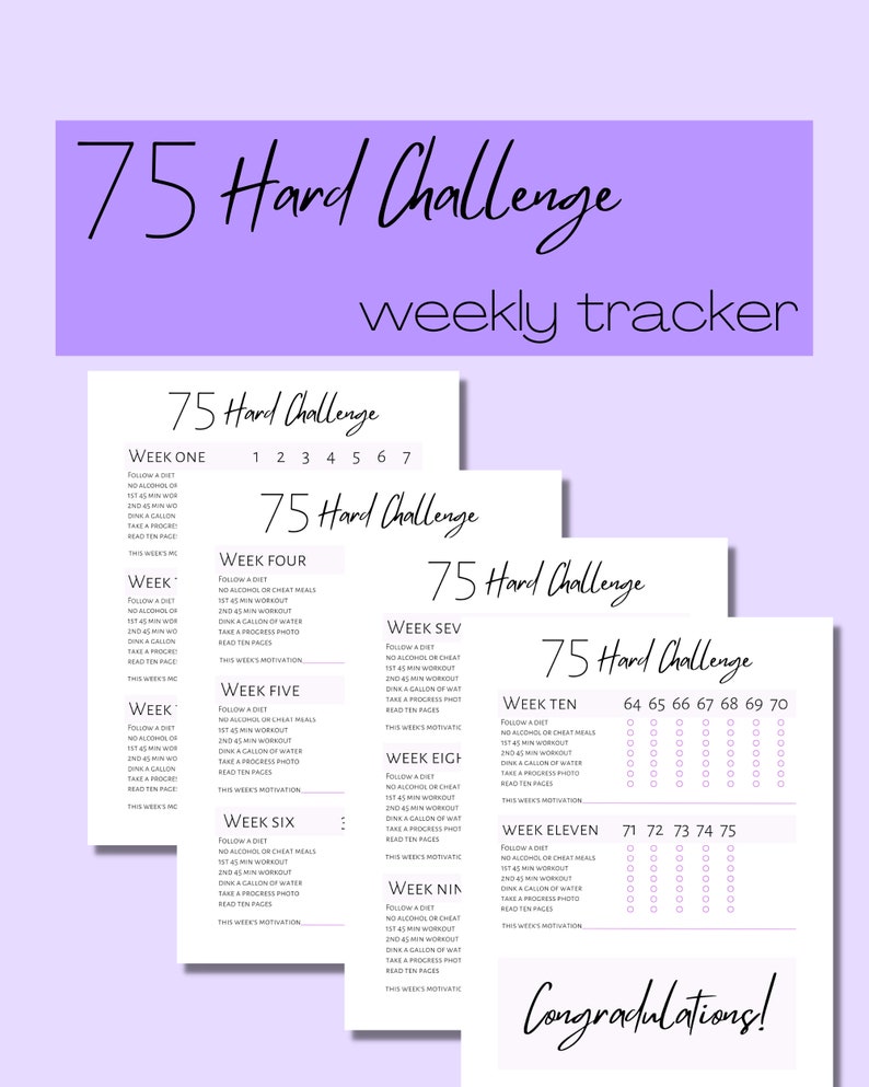 75 Hard Printable Planner 2022 Printable Planner Etsy