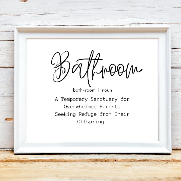 Bathroom wall art | printable art | bathroom decor | printable bathroom sign | bathroom definition sign | printable