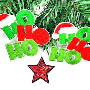 2 Christmas HoHoHo Stars Iron-on Patch Sequin Christmas Iron-on Applique