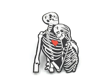 Valentine's Day Lovers Patch Red Skull Goth Patch Punk Stay wild And Free White skeleton Goth Punk Iron-on Applique Patch