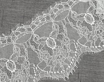 5 Feet x 5-1/2" White Eyelash Bridal Lingerie Lace, Undergarment Trim