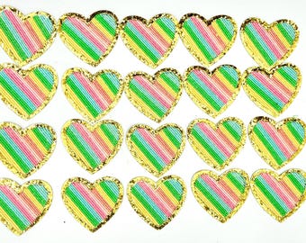 Rainbow Chenille Heart Iron-on Patches, Baseball Hat patch, Love Patch, Game Day Hat Patch