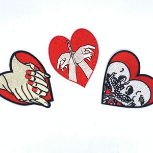 Valentine's Day Red Heart Embroidery Iron On Patch, "Till Death We Part" Patch, Bridal Ironon Patch Lover Trucker Hat Patch