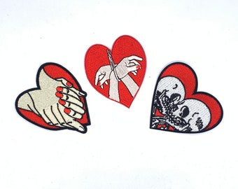 Valentine's Day Red Heart Embroidery Iron On Patch, "Till Death We Part" Patch, Bridal Ironon Patch Lover Trucker Hat Patch