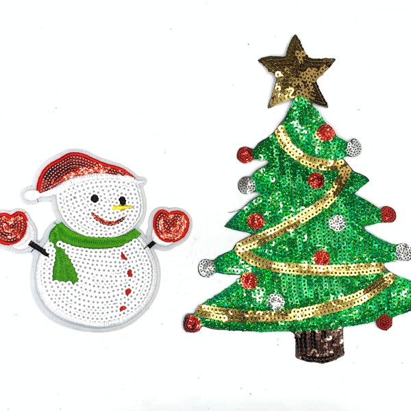 Black Friday Special Sequin Snowman Iron-on Patch Sequin Christmas Iron-on Applique - Ships From U.S