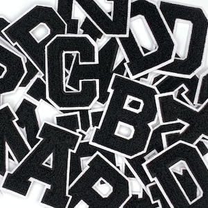 3 Inches Black Chenille/White Personalized Iron on Letters, School Banner, Back To School Night Decorative Patch/Letterman Jacket patch